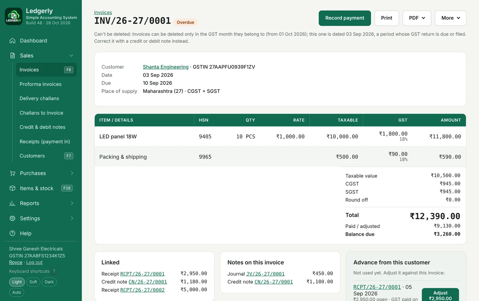 Gst Upload Software Ledgerly · GST invoicing and accounting for Indian businesses